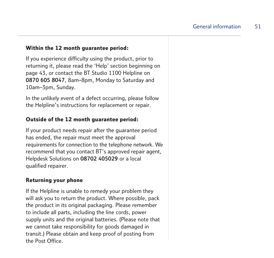 BT STUDIO 1100 User Manual | Page 51 / 56