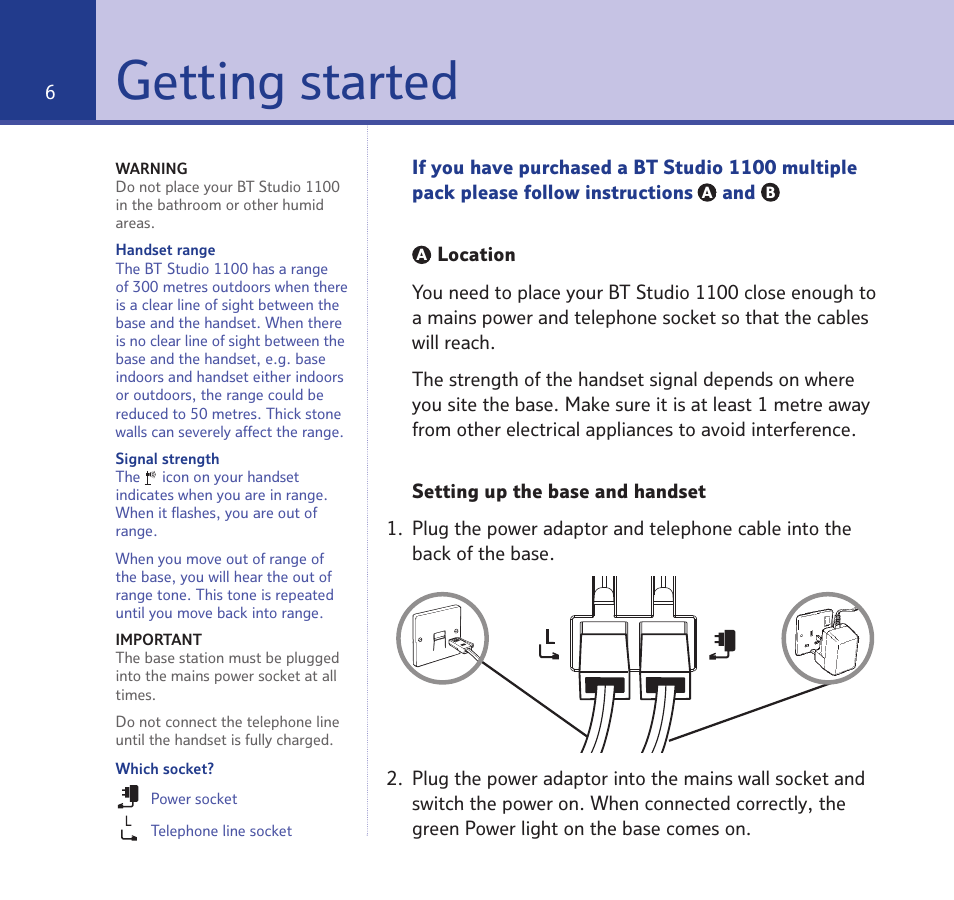 Getting started | BT STUDIO 1100 User Manual | Page 6 / 56
