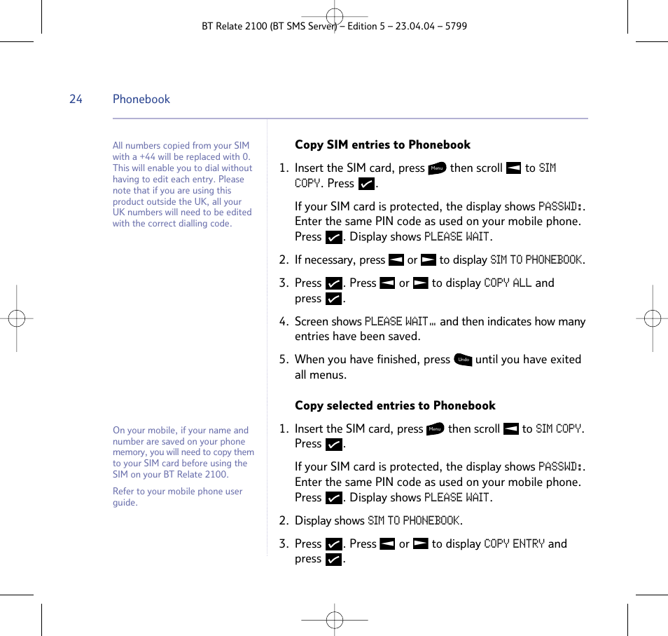 BT Relate 2100 User Manual | Page 24 / 59