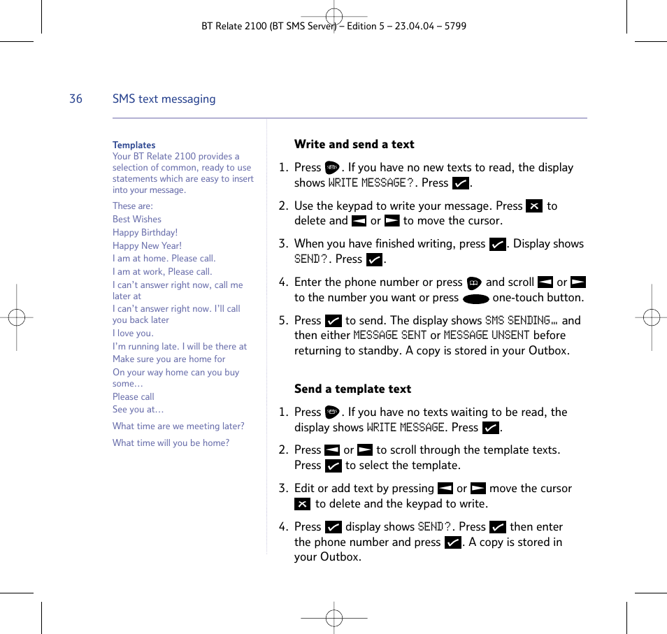 BT Relate 2100 User Manual | Page 36 / 59