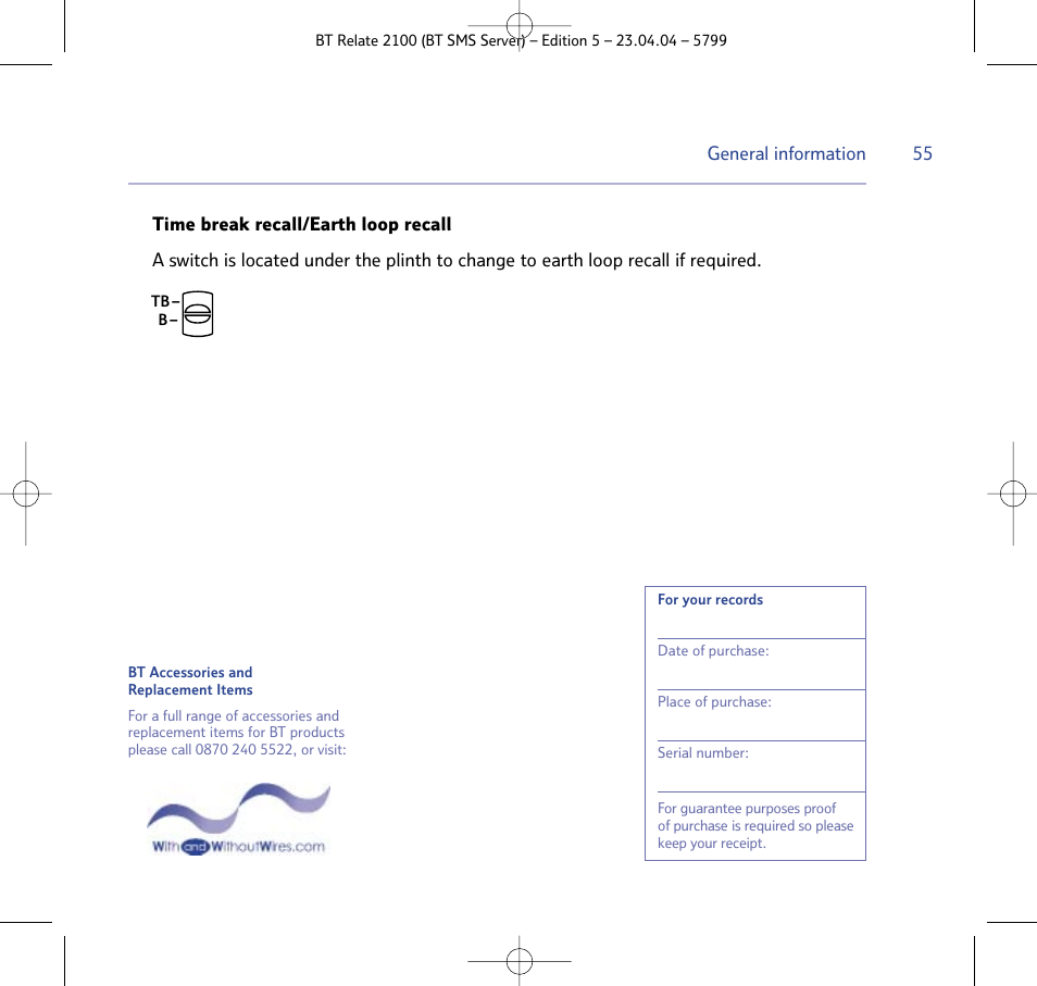 BT Relate 2100 User Manual | Page 55 / 59