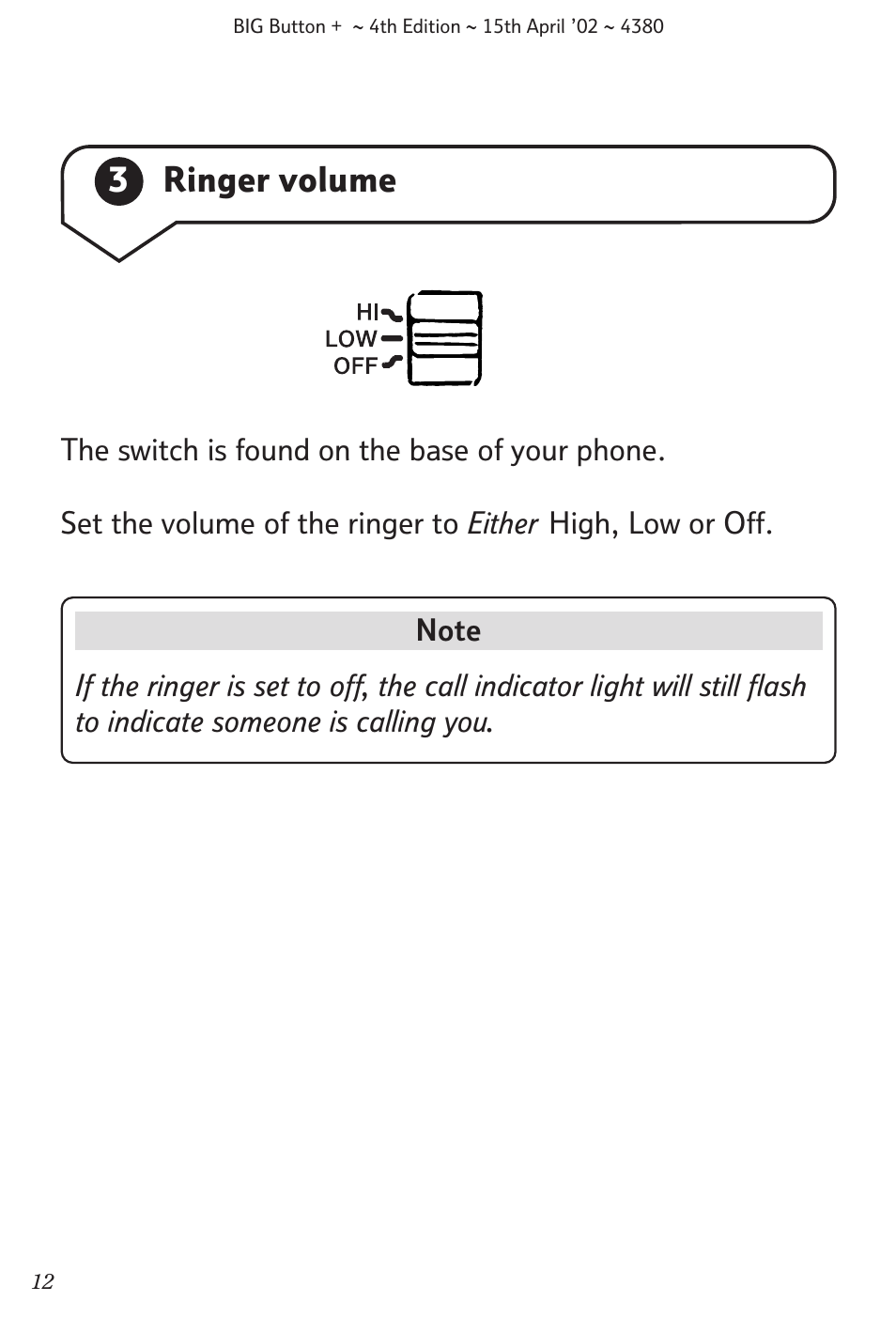 3ringer volume | BT BIG Button + User Manual | Page 13 / 40