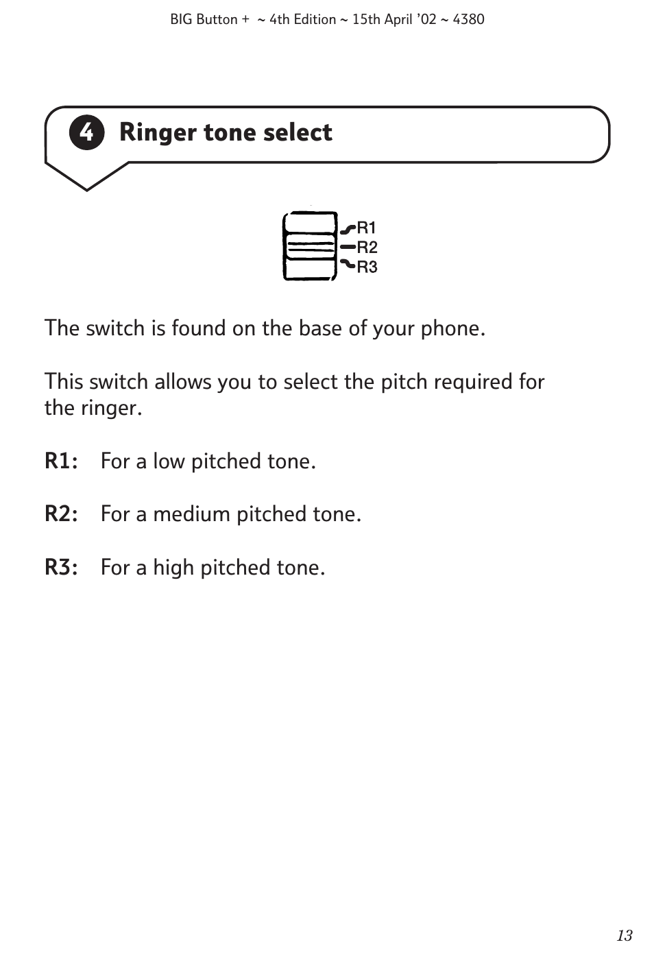 4ringer tone select | BT BIG Button + User Manual | Page 14 / 40