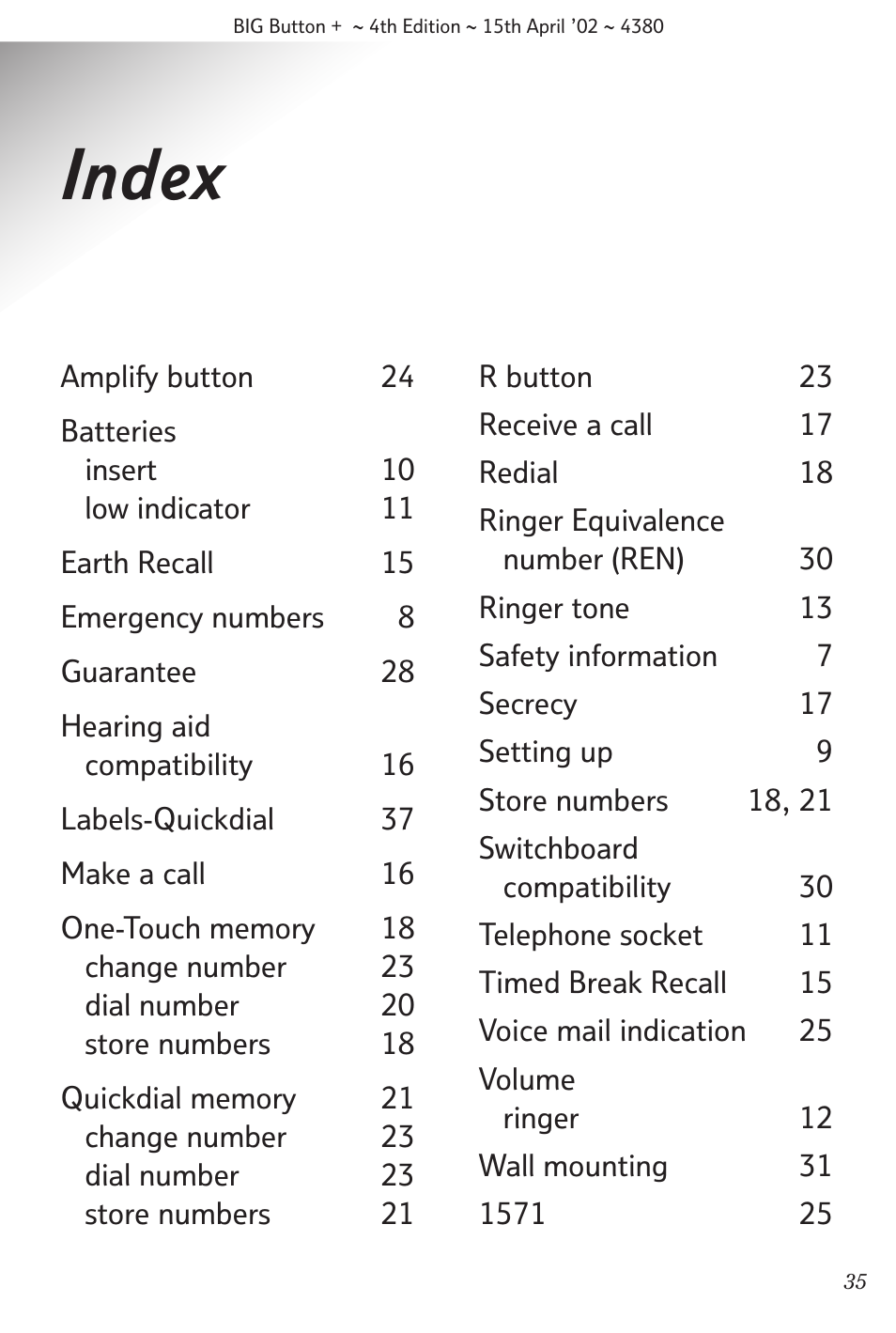 Index | BT BIG Button + User Manual | Page 36 / 40