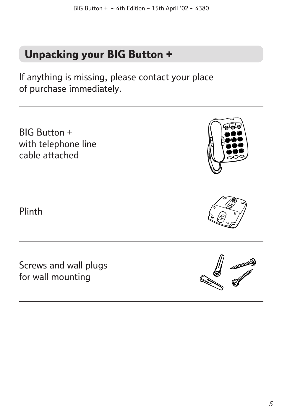 Unpacking your big button | BT BIG Button + User Manual | Page 6 / 40