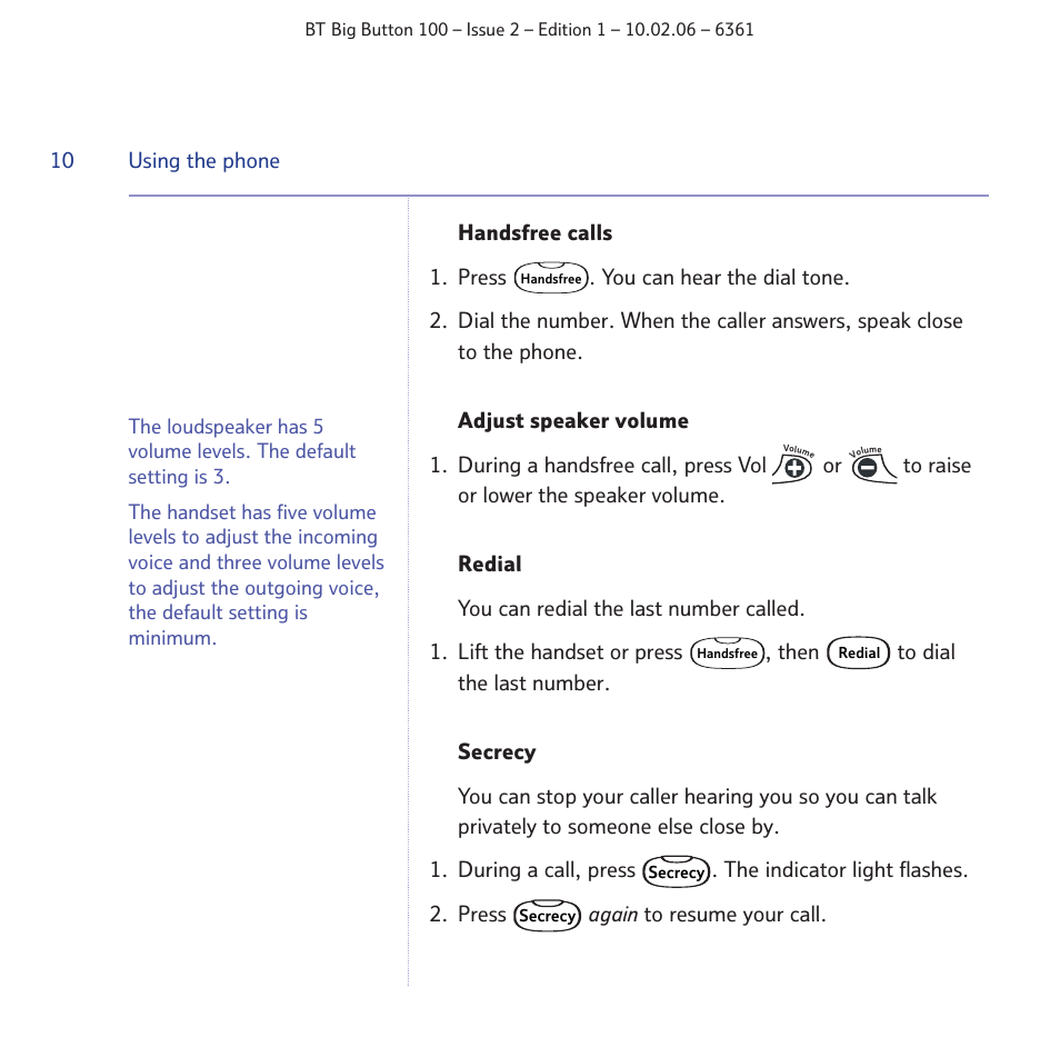 BT Big Button 100 User Manual | Page 10 / 28