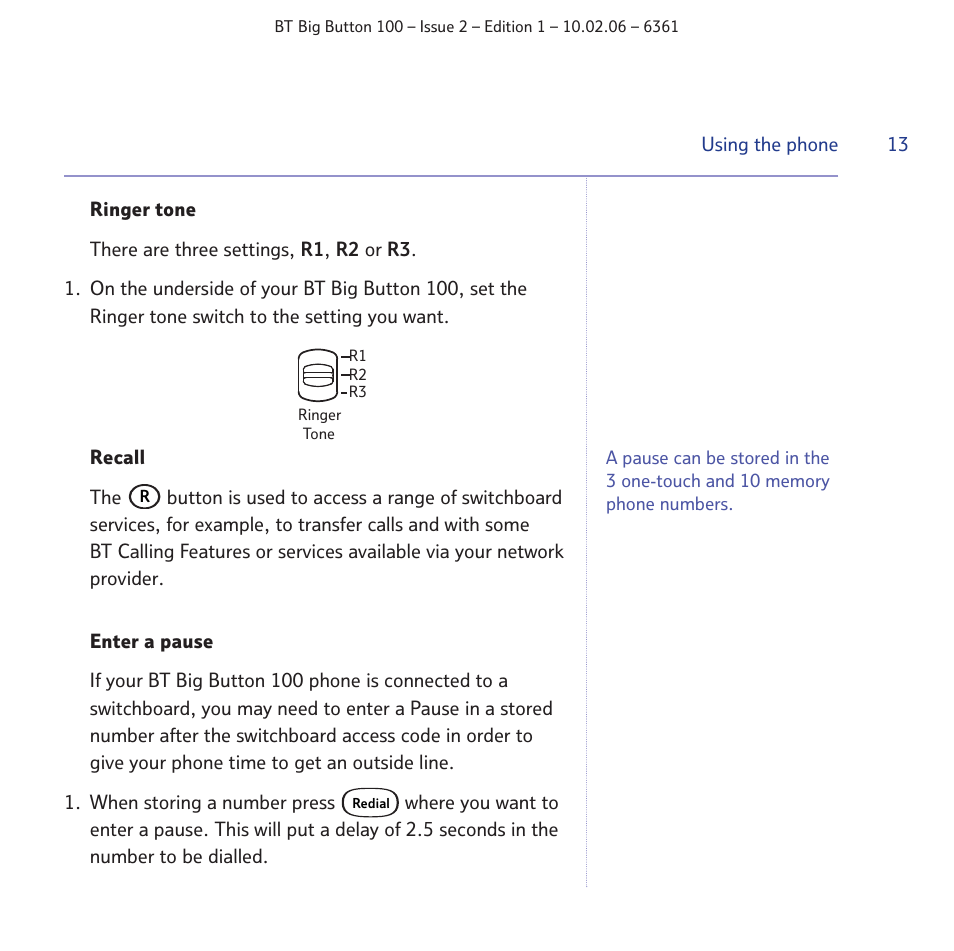 BT Big Button 100 User Manual | Page 13 / 28