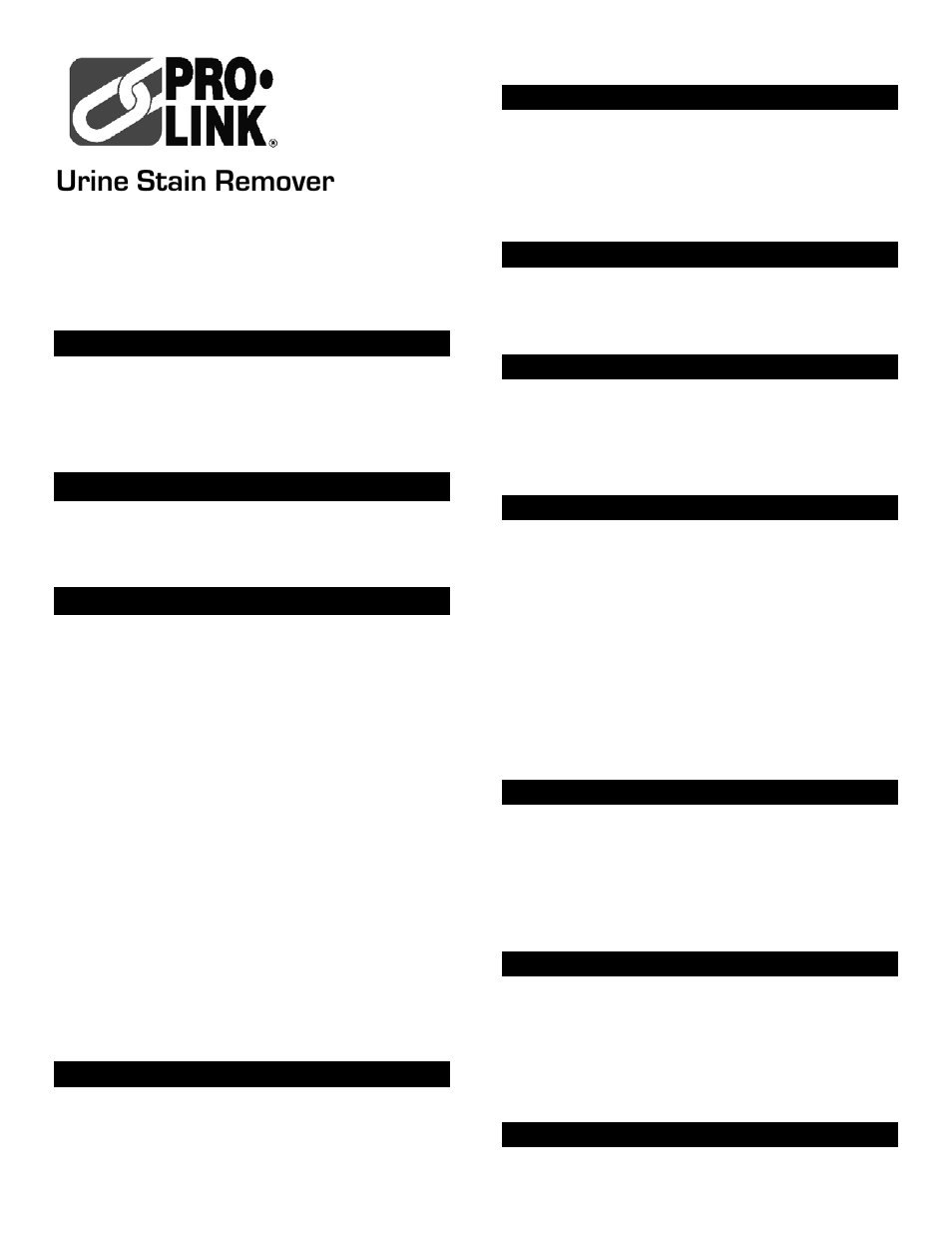 Pro-Link Urine Stain Remover 08982 EN User Manual | 2 pages