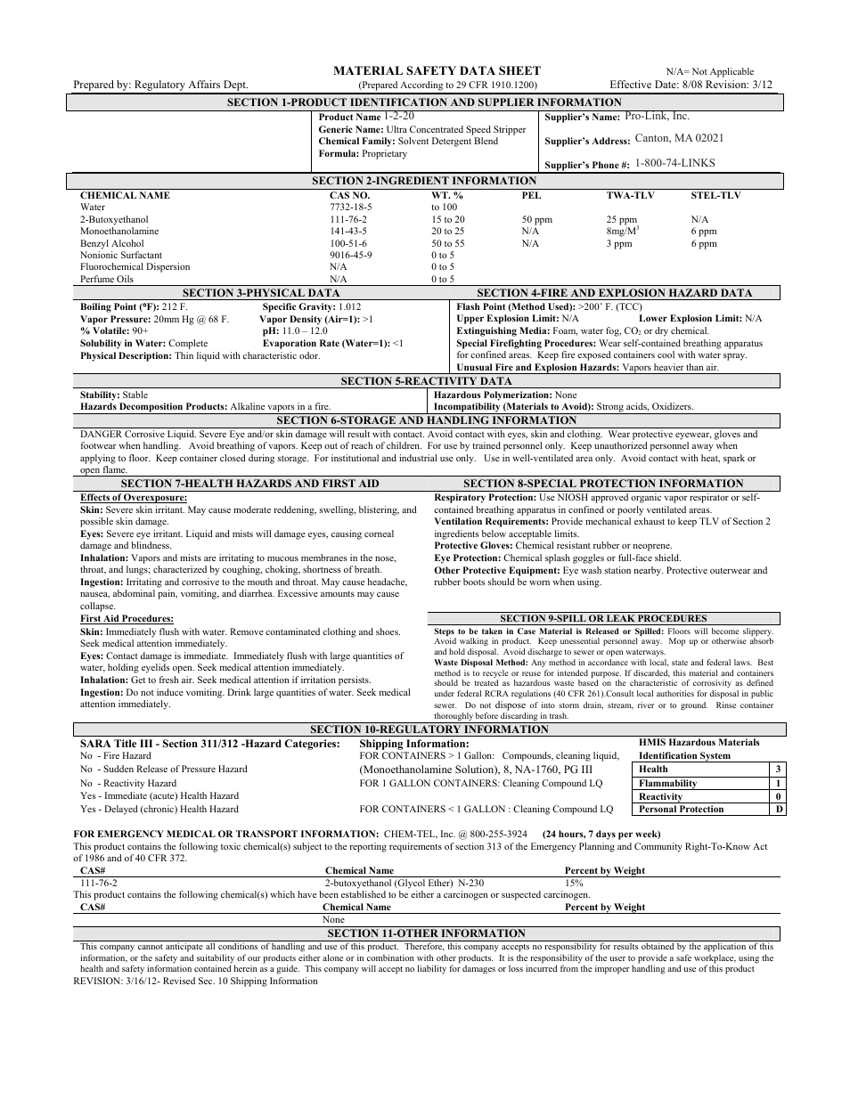 Pro-Link 1-2-20 B14102 User Manual | 1 page