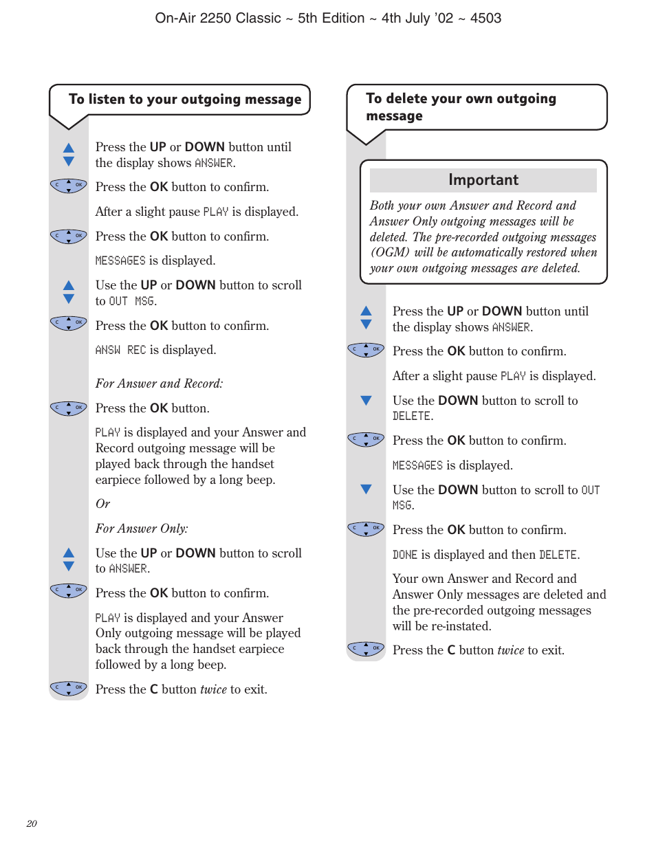 Important | BT 2100 Classic User Manual | Page 21 / 42
