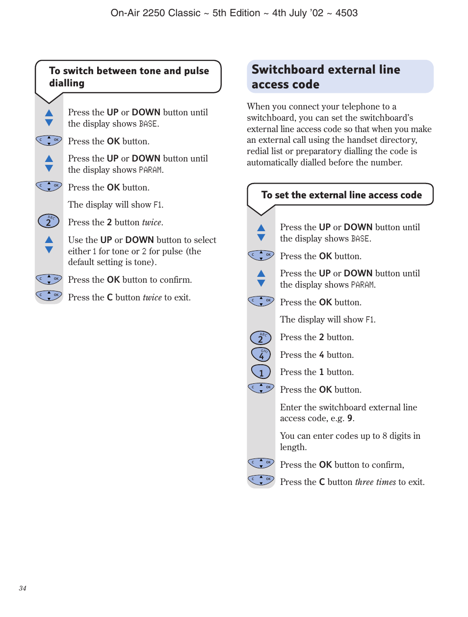 Switchboard external line access code | BT 2100 Classic User Manual | Page 35 / 42