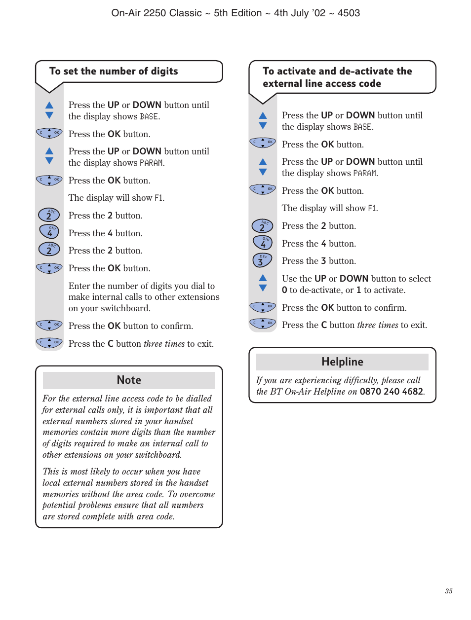 Helpline | BT 2100 Classic User Manual | Page 36 / 42