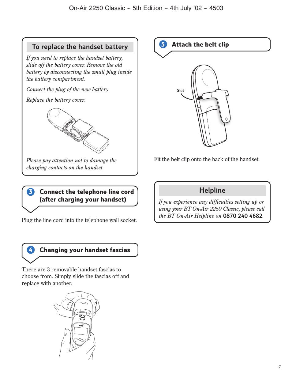 Helpline | BT 2100 Classic User Manual | Page 8 / 42