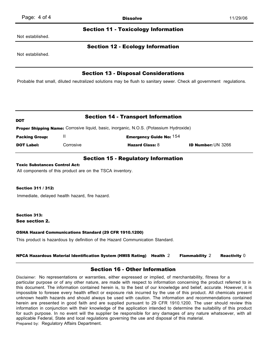 Pro-Link Dissolve - High Powered Stripper D10811 User Manual | Page 4 / 4