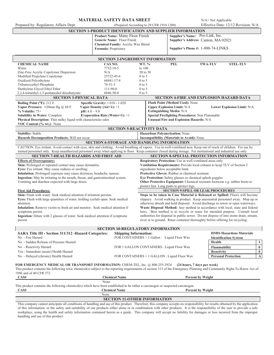 Pro-Link Matte Finish B14419 User Manual | 1 page