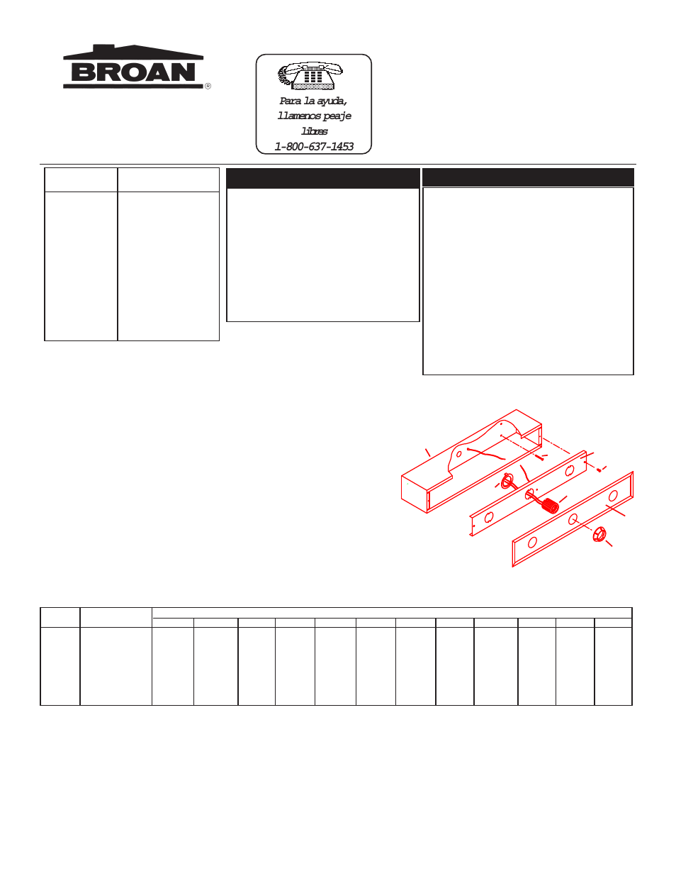 Instrucciones de instalacion, Para la ayuda, llamenos peaje libres, Advertencia | Cuidado del espejo | Broan HO33690 User Manual | Page 2 / 2
