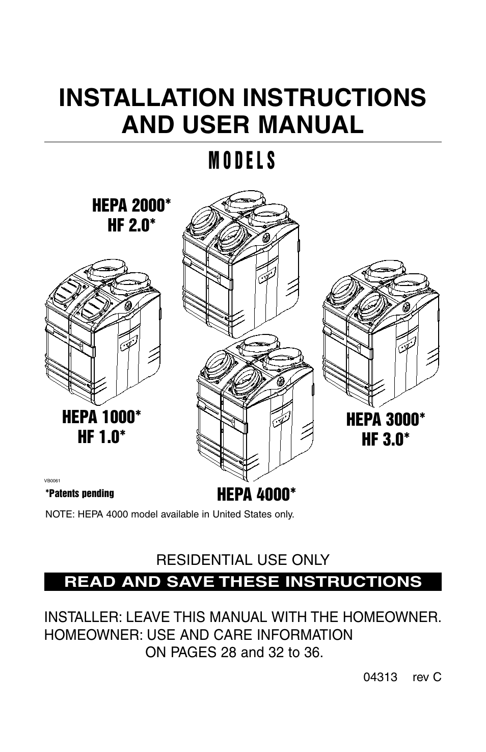 Broan HEPA 3000 User Manual | 38 pages