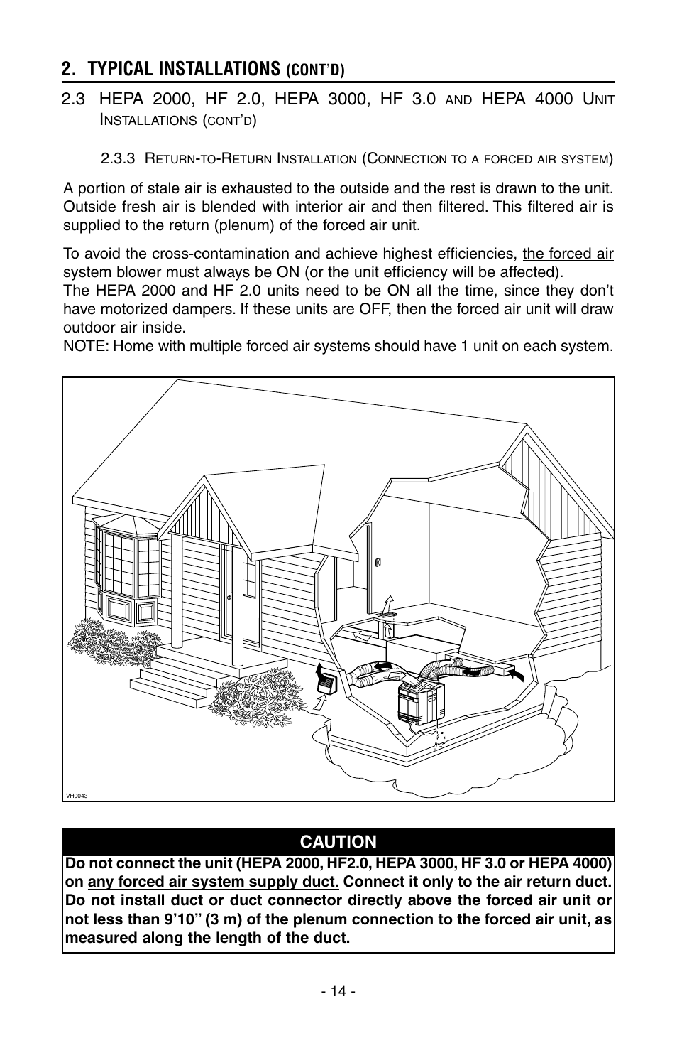 Typical installations, Hepa 4000 u, Caution | Broan HEPA 3000 User Manual | Page 14 / 38