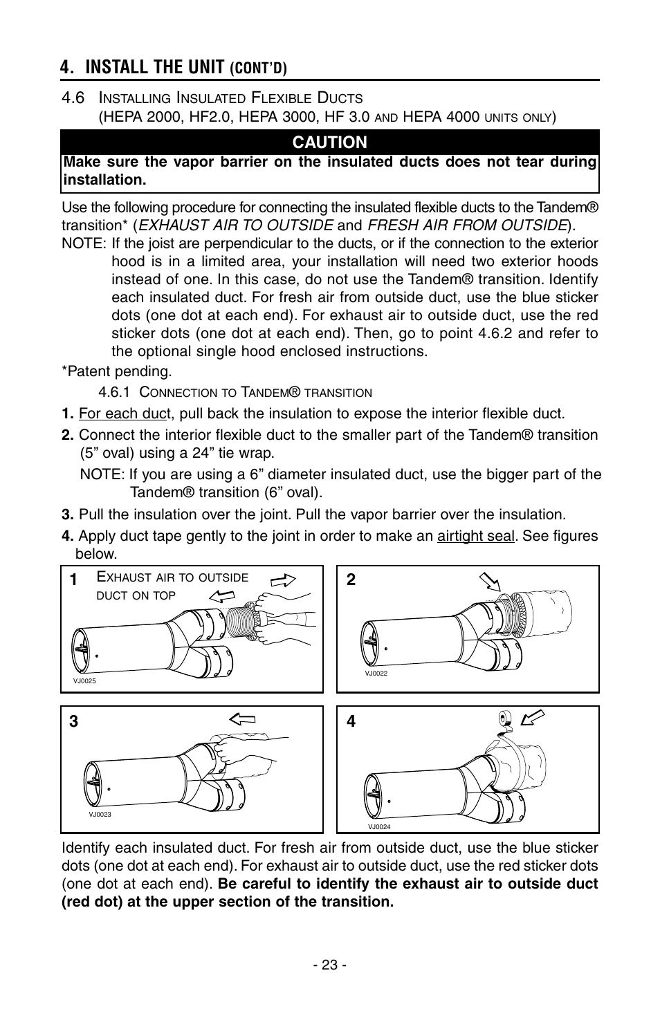 Install the unit, Caution | Broan HEPA 3000 User Manual | Page 23 / 38
