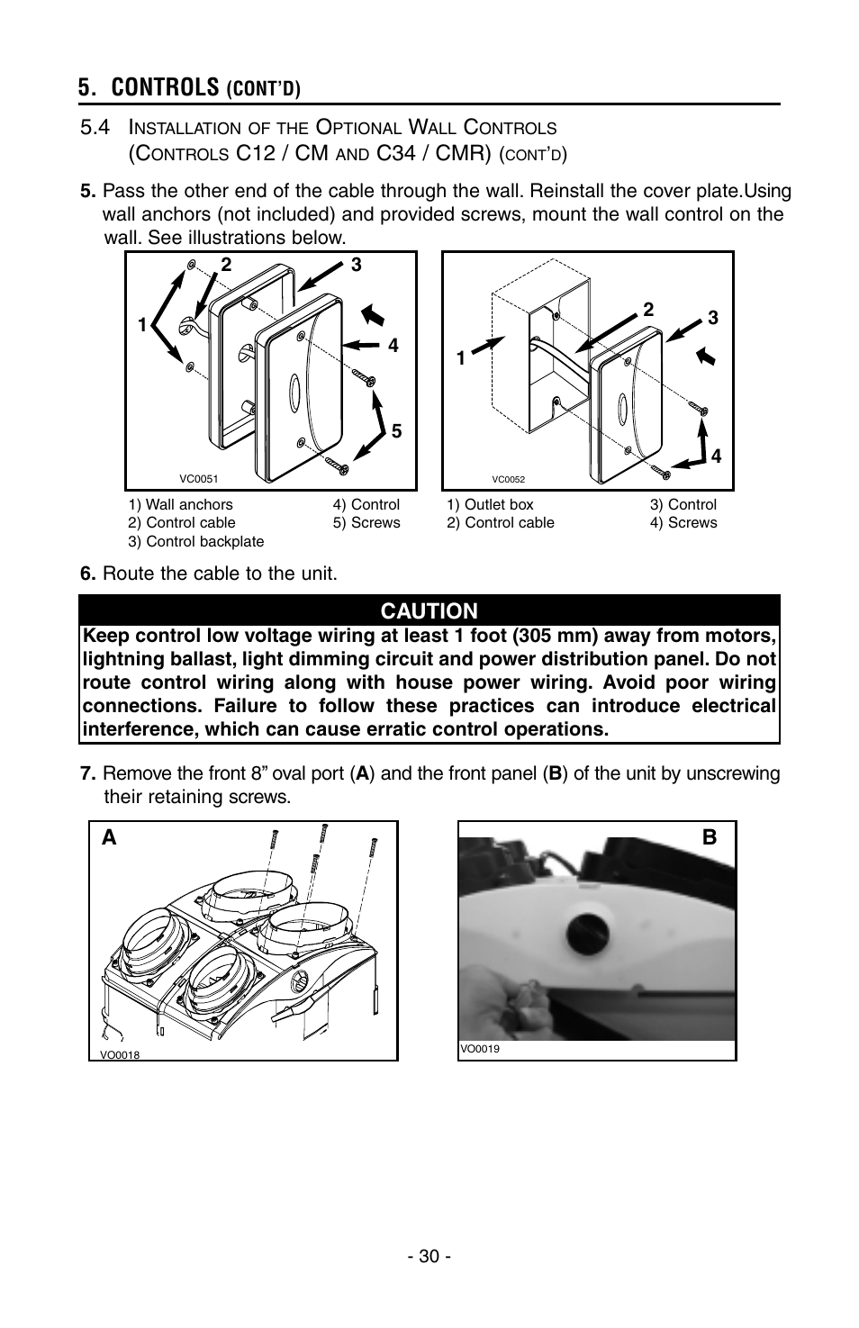 Controls, C12 / cm, C34 / cmr) | Caution | Broan HEPA 3000 User Manual | Page 30 / 38