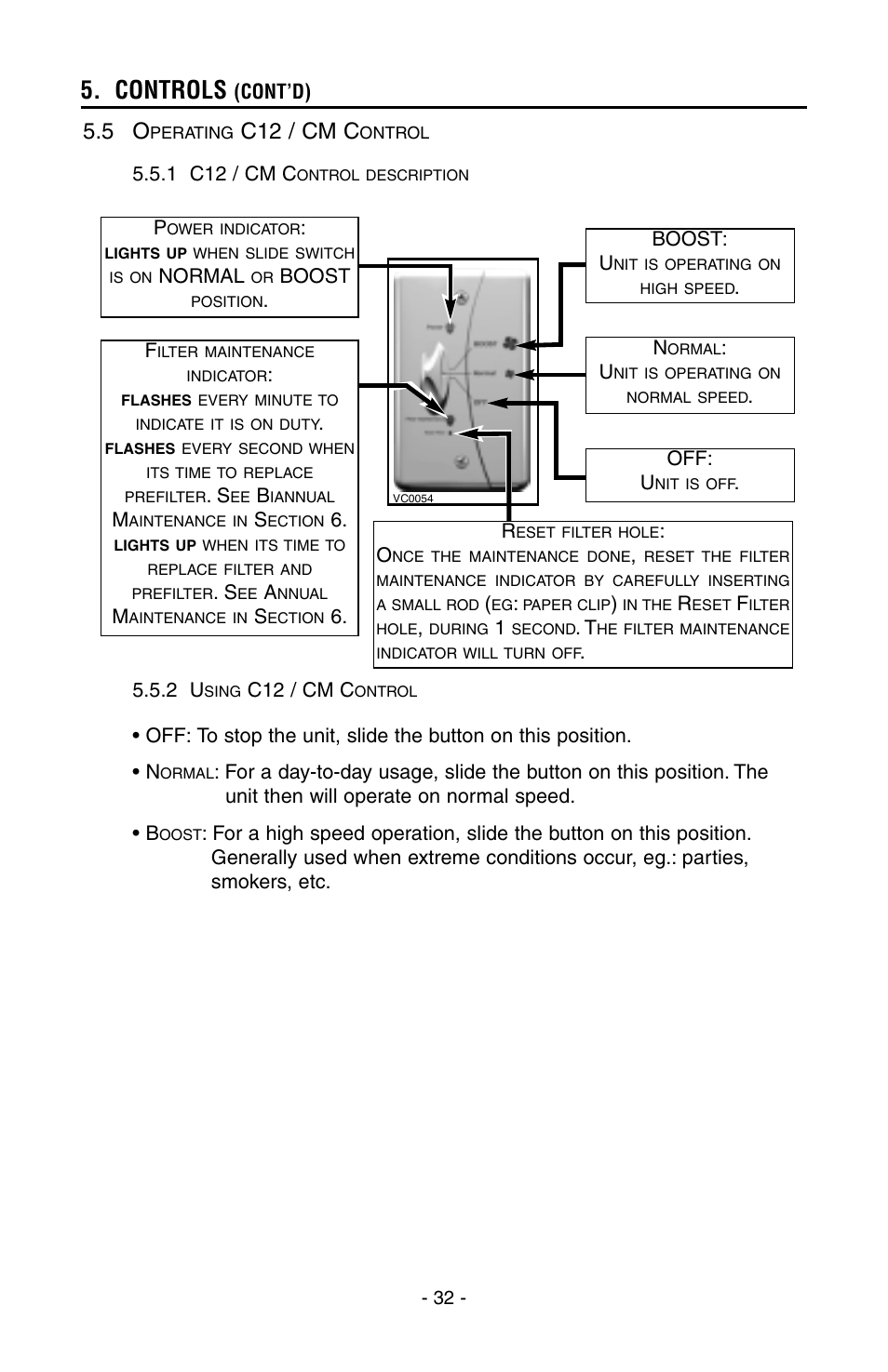 Controls, C12 / cm c | Broan HEPA 3000 User Manual | Page 32 / 38