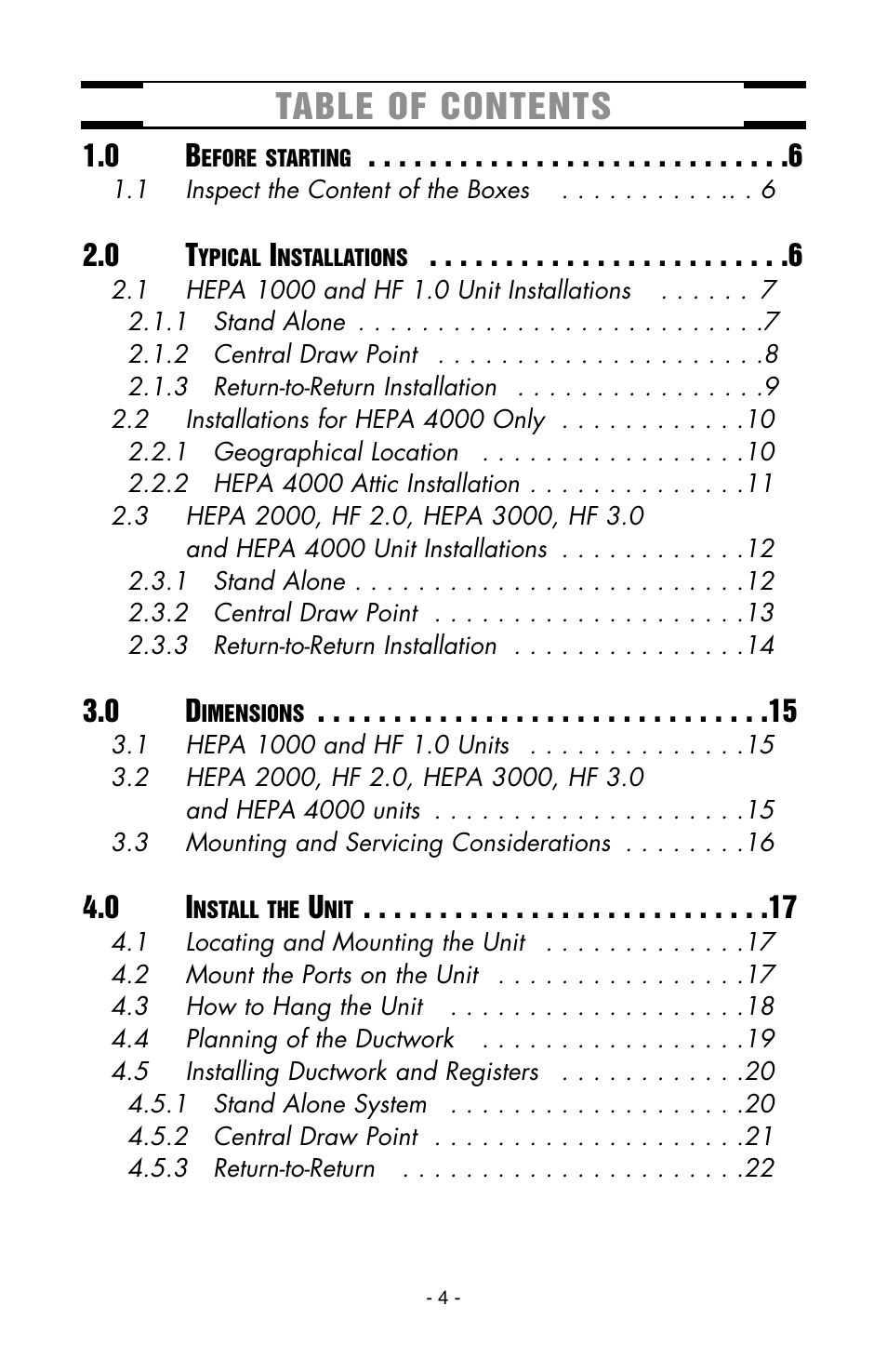 Broan HEPA 3000 User Manual | Page 4 / 38