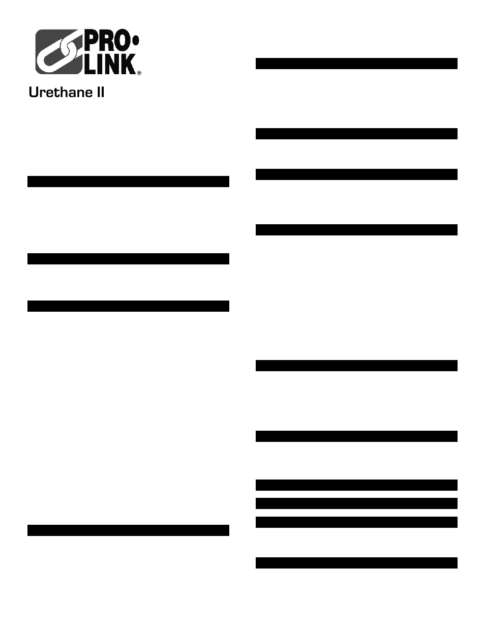 Pro-Link Urethane II 08901 User Manual | 3 pages