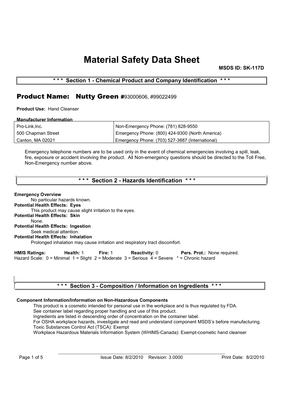 Pro-Link Nutty Green 99022499 User Manual | 5 pages