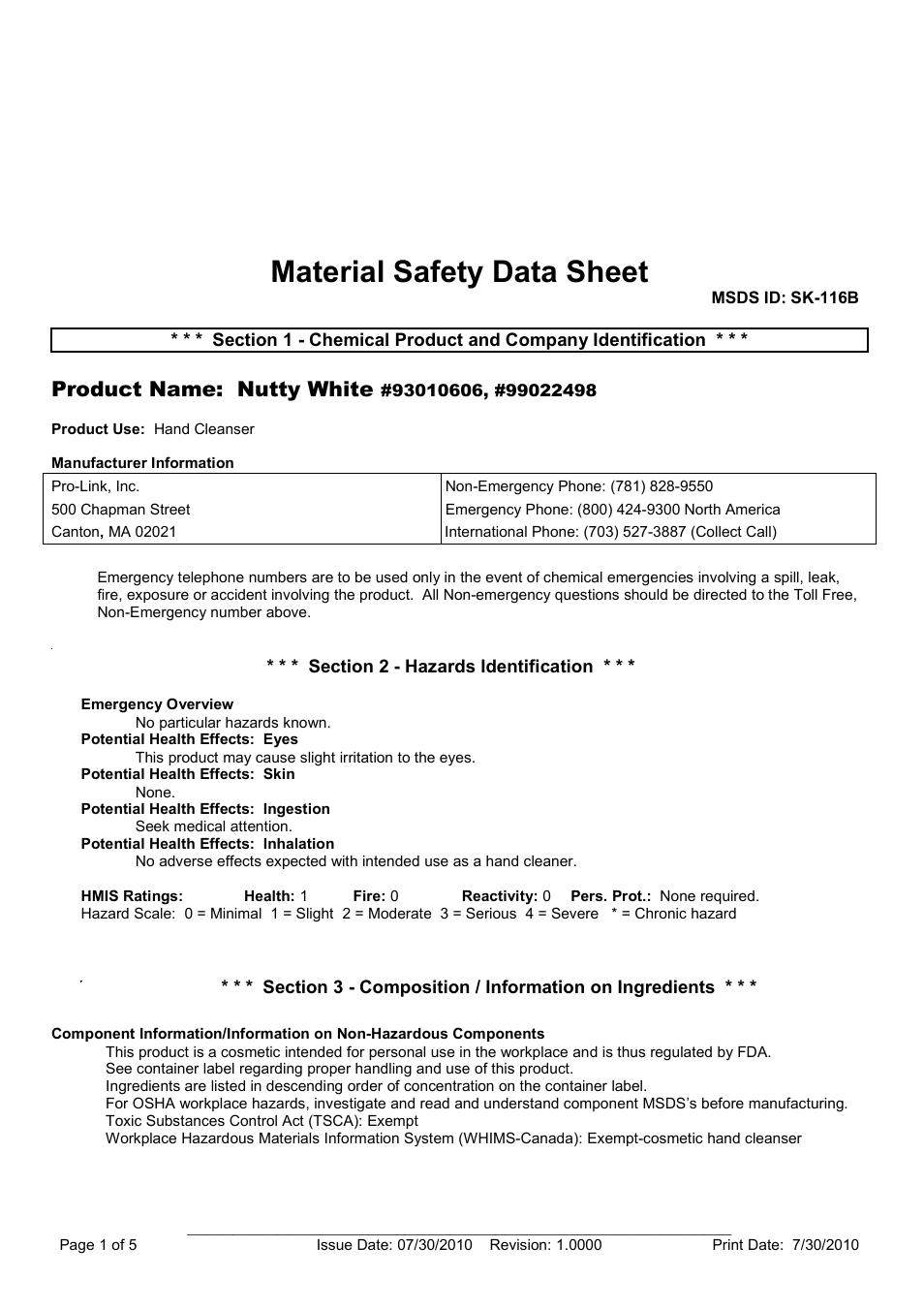 Pro-Link Nutty White 99022498 User Manual | 5 pages