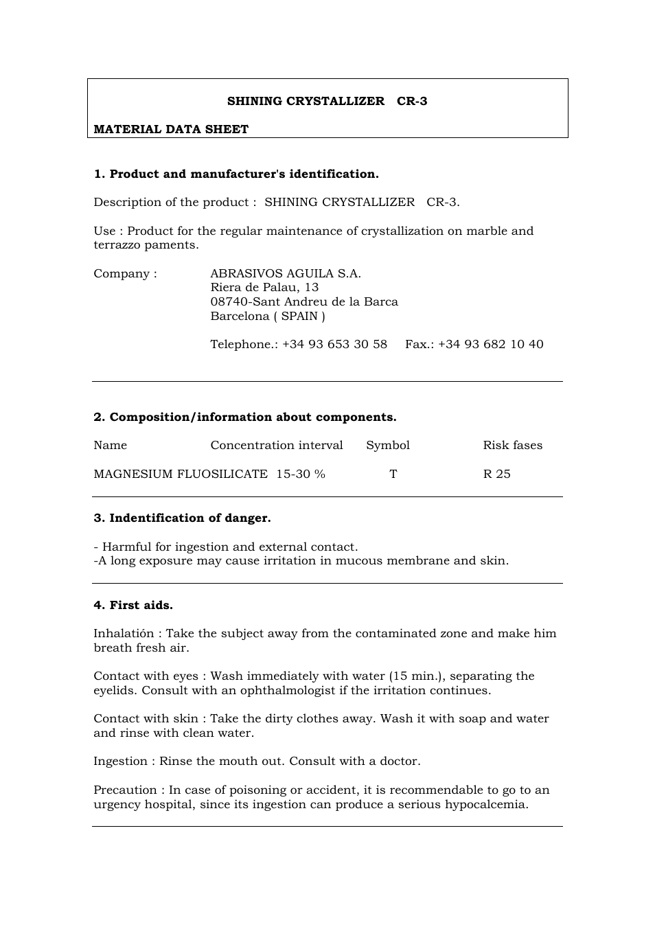 Pro-Link CR3 Spanish Maintenance Shining Crystalizer 115532 User Manual | 4 pages