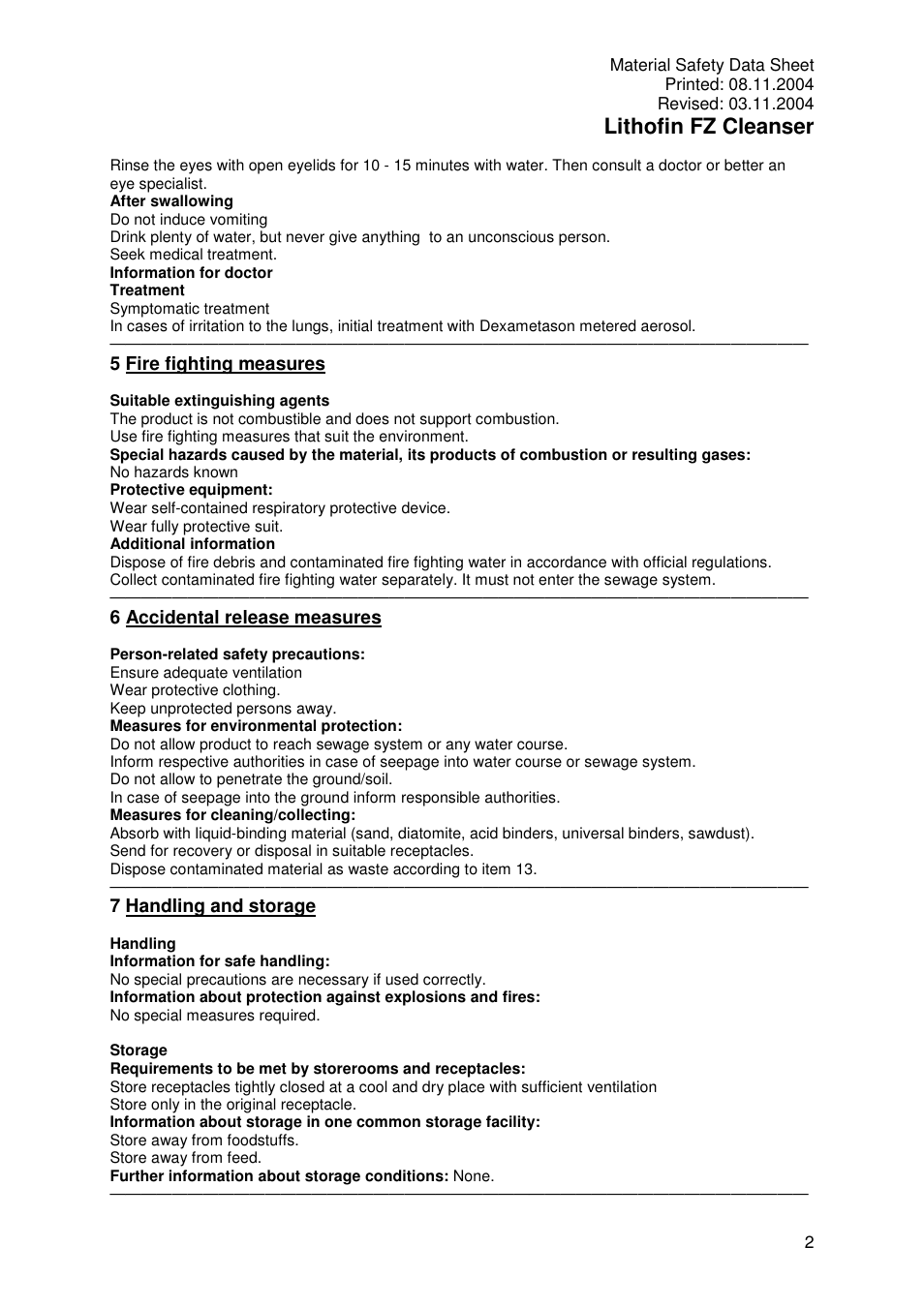 Lithofin fz cleanser | Pro-Link Lithofin FZ Cleanser 120026 User Manual | Page 2 / 6