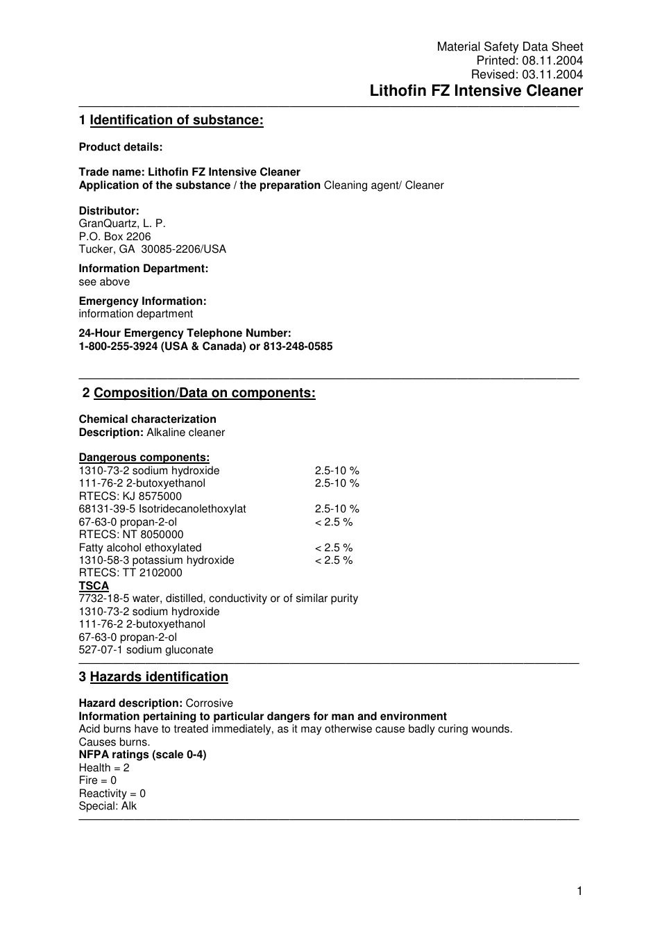 Pro-Link Lithofin FZ Intensive Cleaner 120022 User Manual | 7 pages