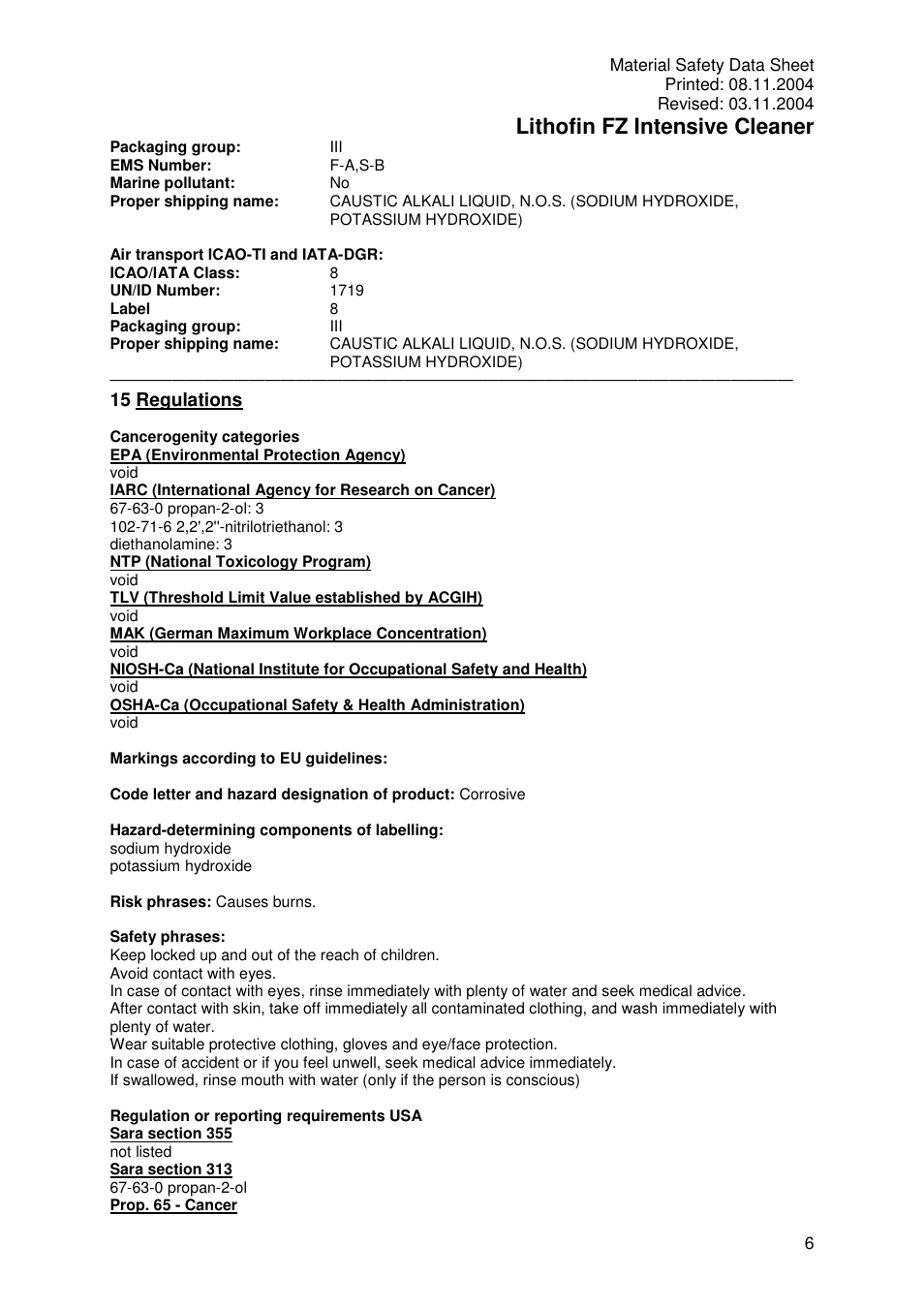 Lithofin fz intensive cleaner | Pro-Link Lithofin FZ Intensive Cleaner 120022 User Manual | Page 6 / 7