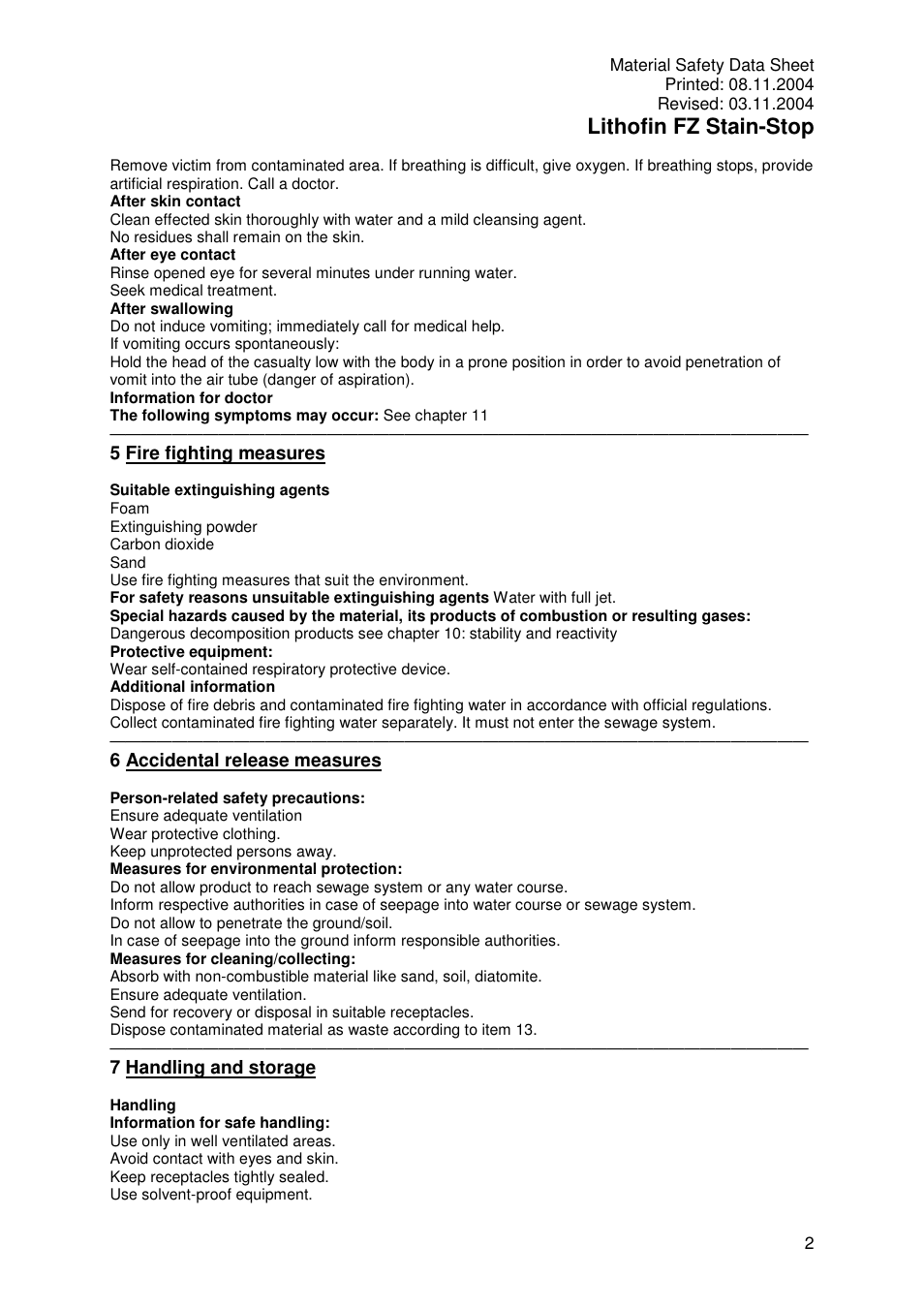 Lithofin fz stain-stop | Pro-Link Lithofin FZ Stain-Stop 120024 User Manual | Page 2 / 7