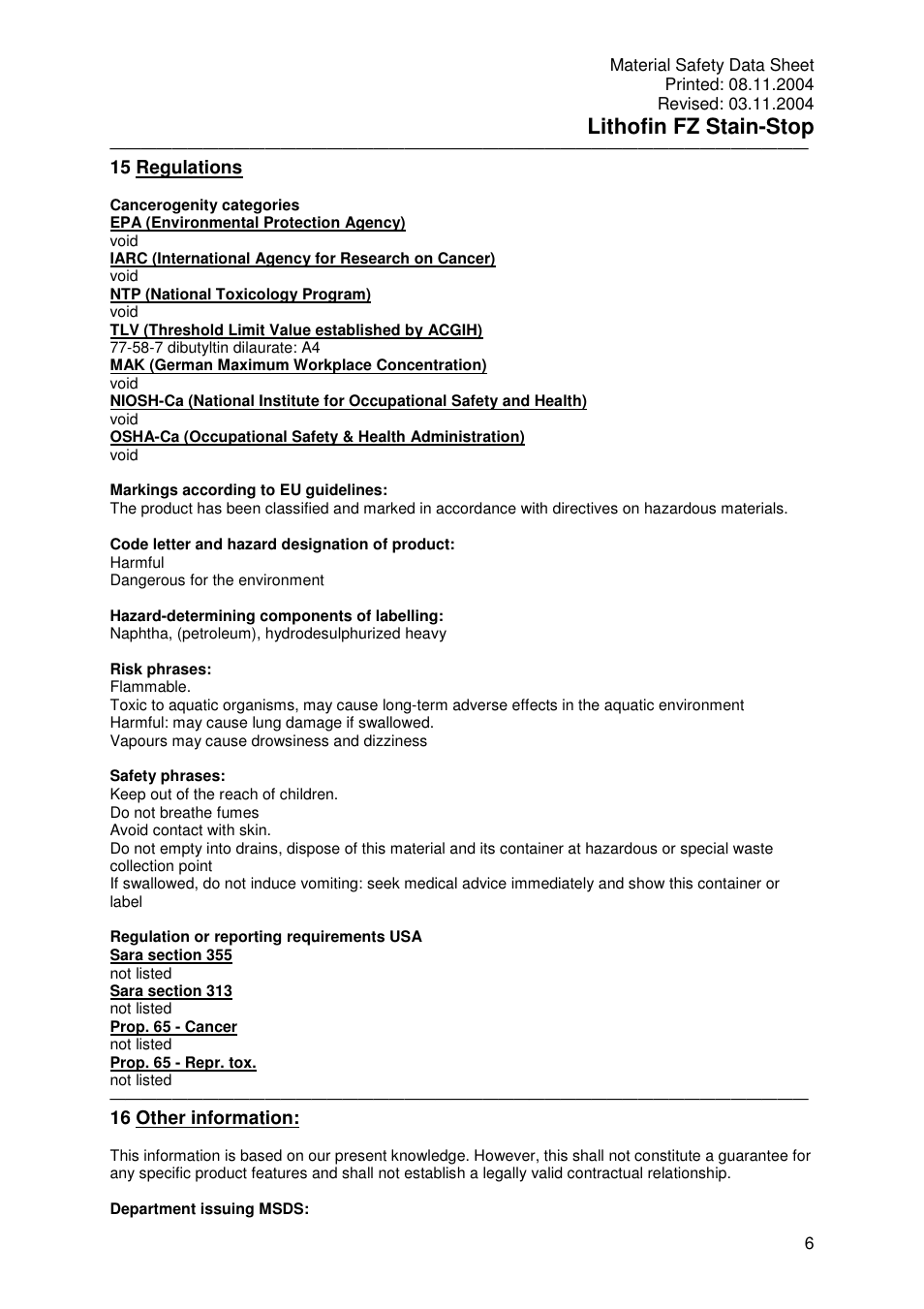 Lithofin fz stain-stop | Pro-Link Lithofin FZ Stain-Stop 120024 User Manual | Page 6 / 7