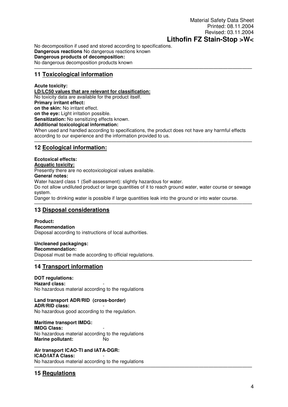 Lithofin fz stain-stop >w | Pro-Link Lithofin FZ Stain-Stop Water Based 120028 User Manual | Page 4 / 5