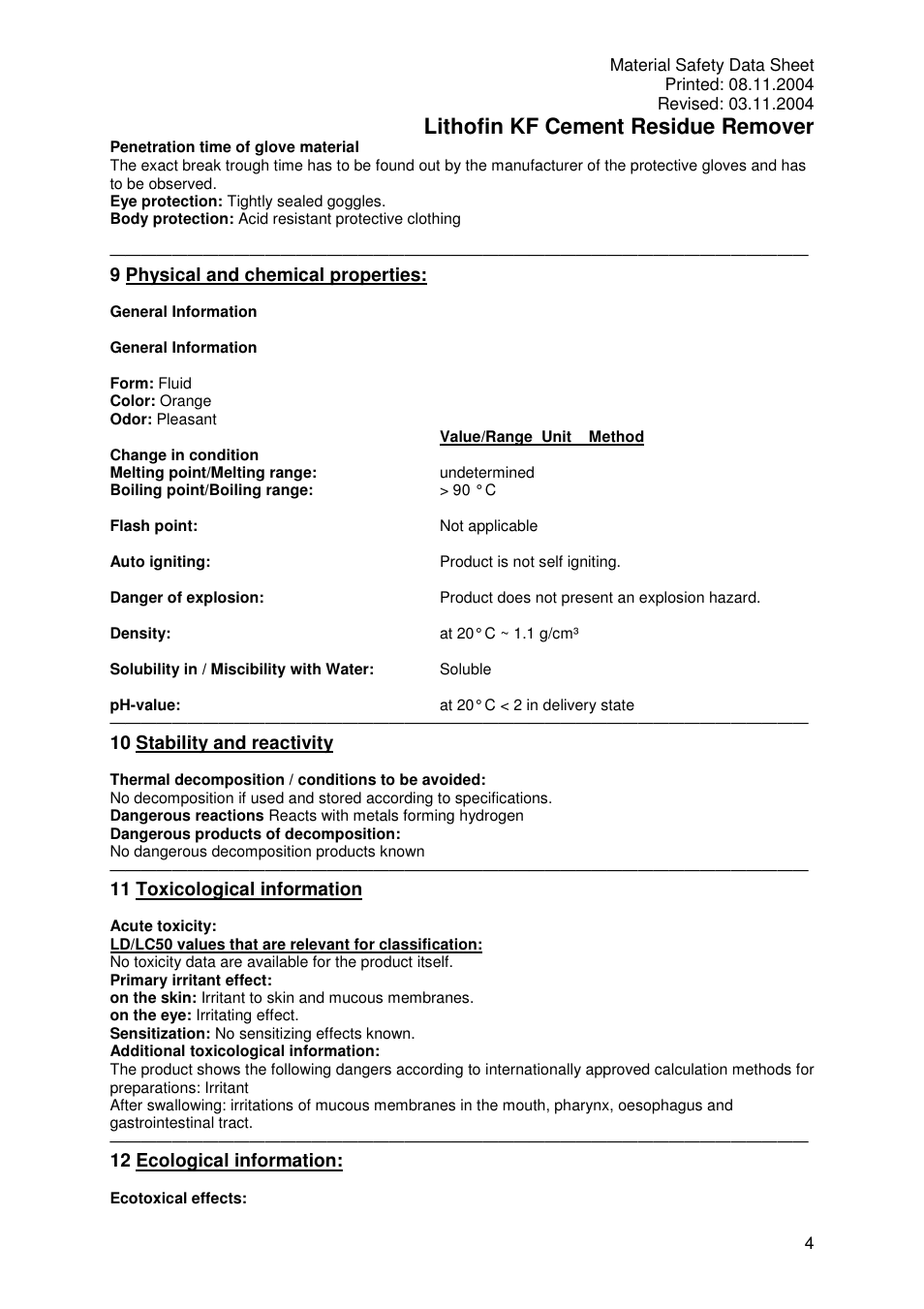 Lithofin kf cement residue remover | Pro-Link Lithofin KF Cement Residue Remover 120014 User Manual | Page 4 / 6