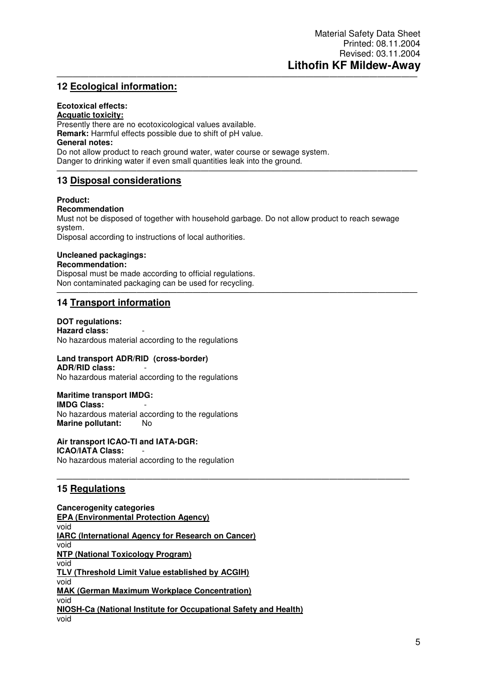 Lithofin kf mildew-away | Pro-Link Lithofin KF Mildew-Away 120015 User Manual | Page 5 / 6