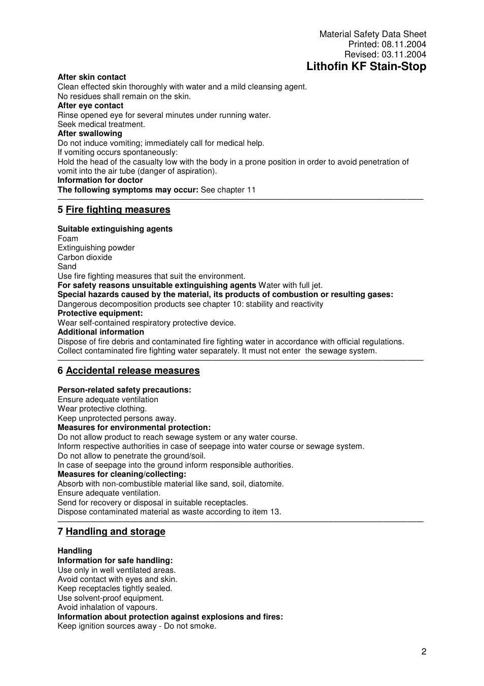 Lithofin kf stain-stop | Pro-Link Lithofin KF Stain-Stop 120017 User Manual | Page 2 / 6