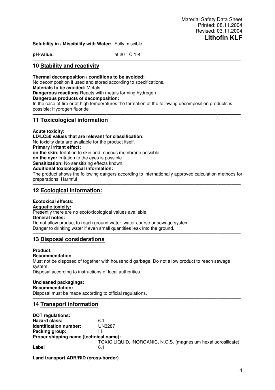 Lithofin klf | Pro-Link Lithofin KLF Crystallization Fluid 120055 User Manual | Page 4 / 6