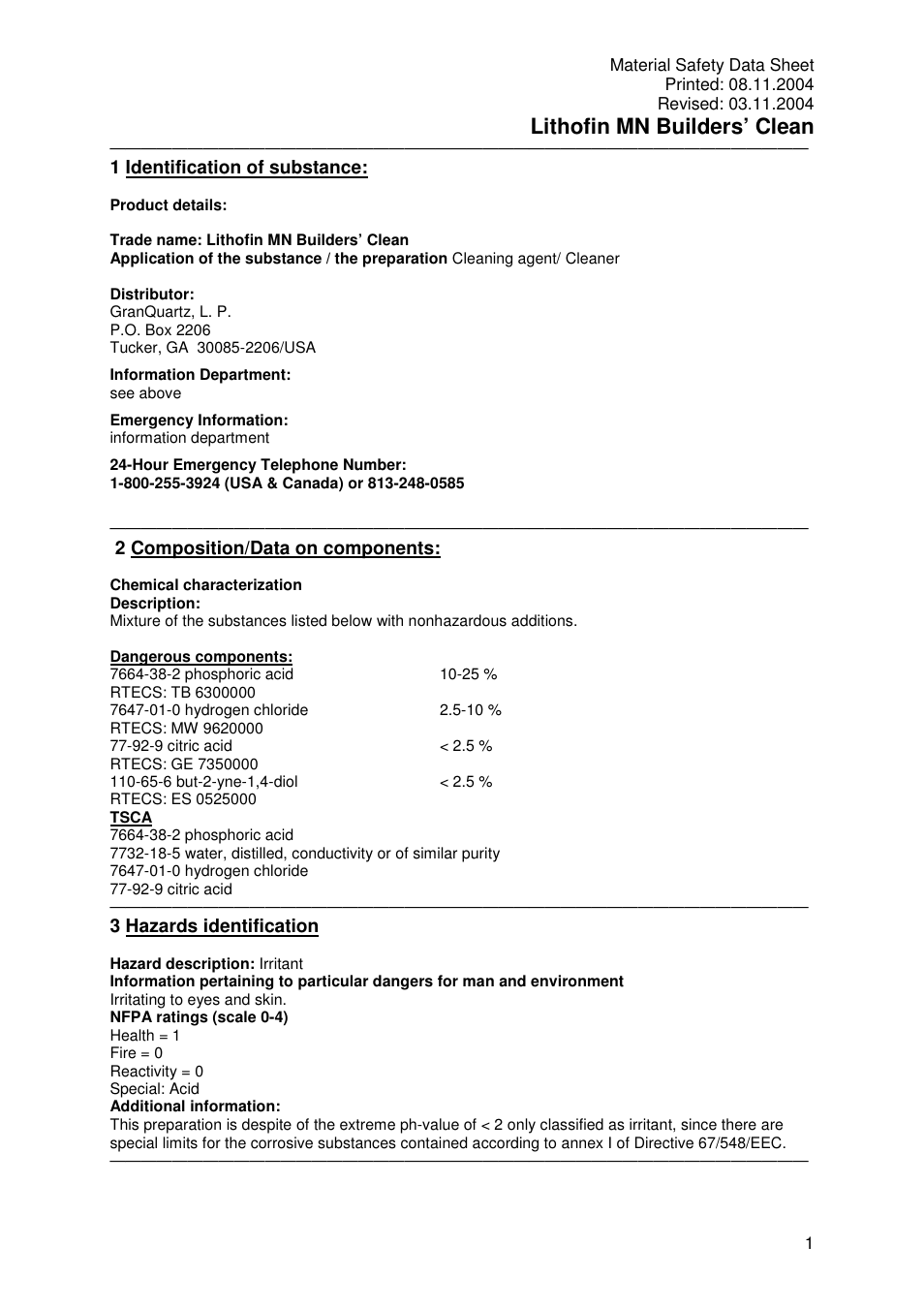 Pro-Link Lithofin MN Builders Clean 120035 User Manual | 6 pages