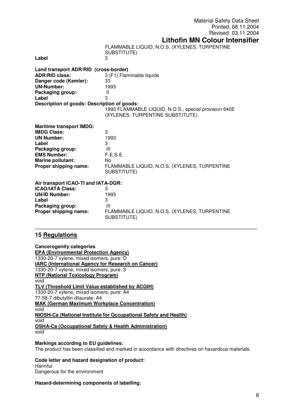 Lithofin mn colour intensifier, 15 regulations | Pro-Link Lithofin MN Color Intensifier 120046 User Manual | Page 6 / 7