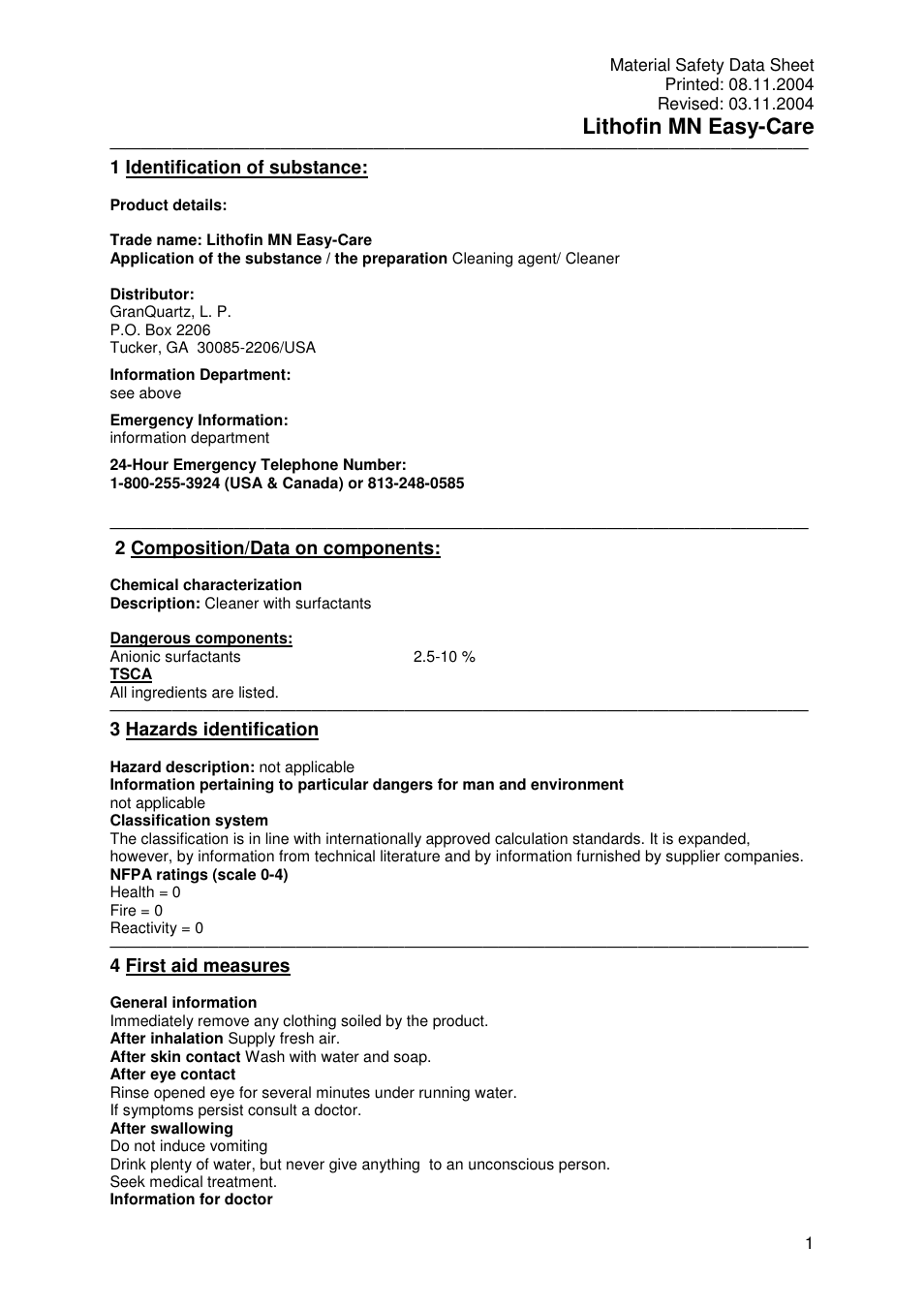 Pro-Link Lithofin MN Easy Care 120066 User Manual | 5 pages