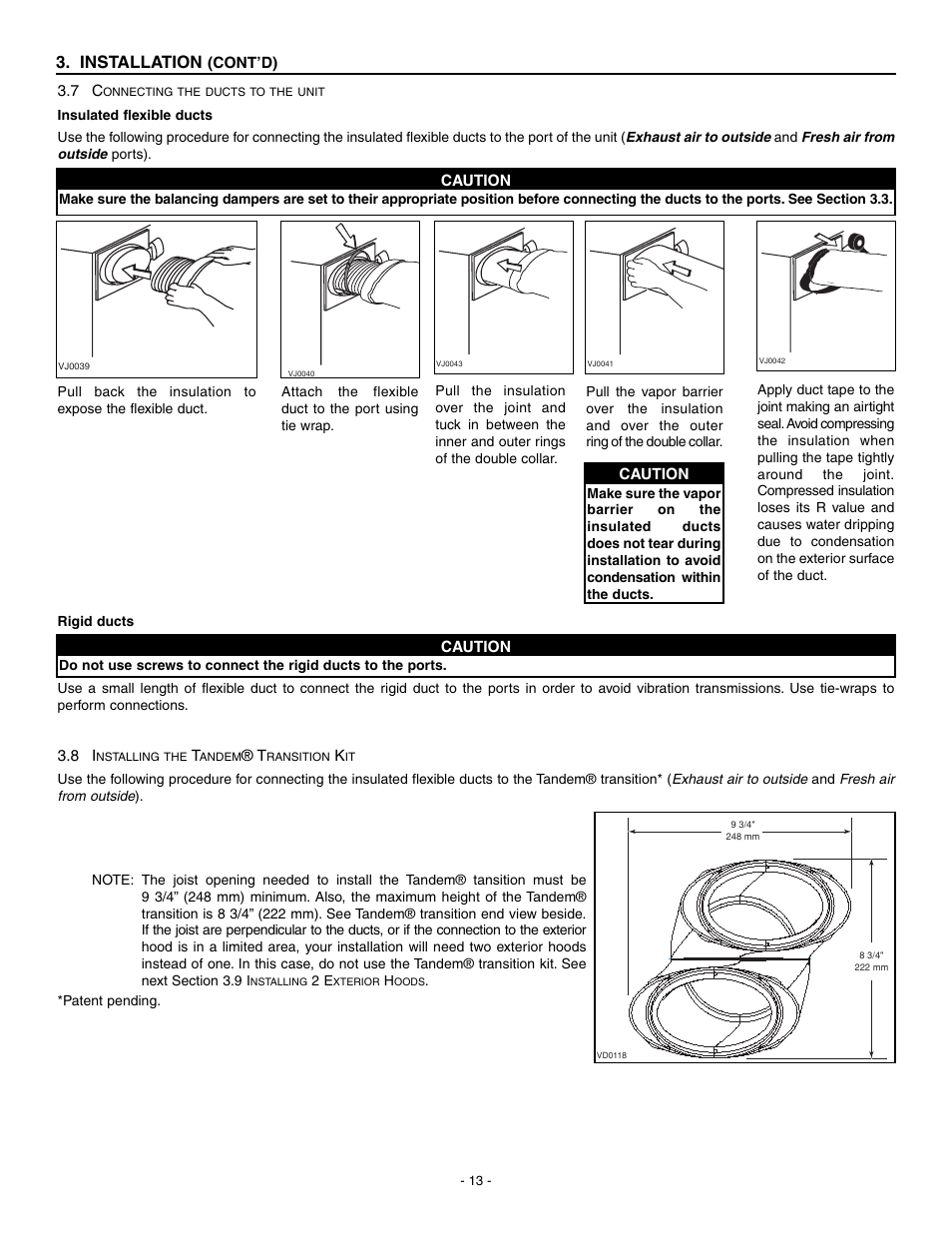 Installation | Broan HRV90H User Manual | Page 13 / 26