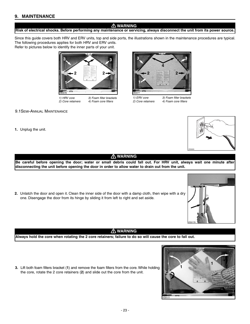 Maintenance | Broan HRV90H User Manual | Page 23 / 26