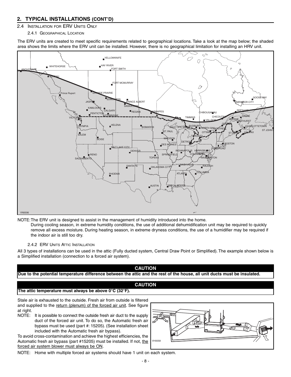 Typical installations, Cont’d), Erv u | Caution, 2 erv u | Broan HRV90H User Manual | Page 8 / 26