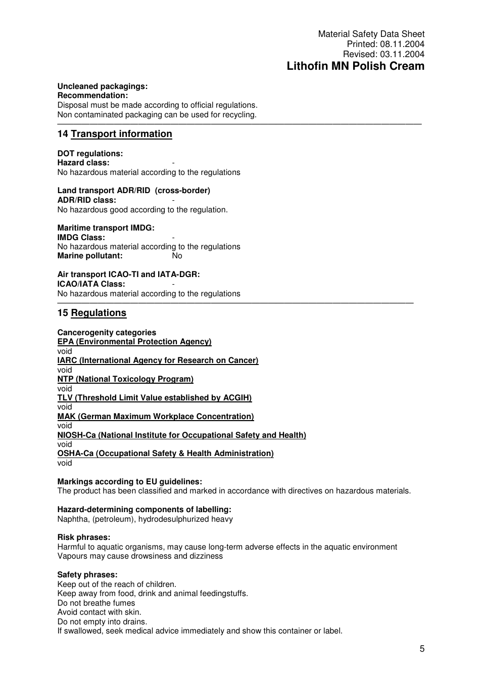Lithofin mn polish cream | Pro-Link Lithofin MN Polish Cream 120049 User Manual | Page 5 / 6