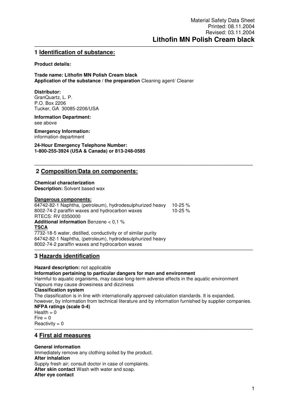 Pro-Link Lithofin MN Polish Cream Black 120058 User Manual | 6 pages