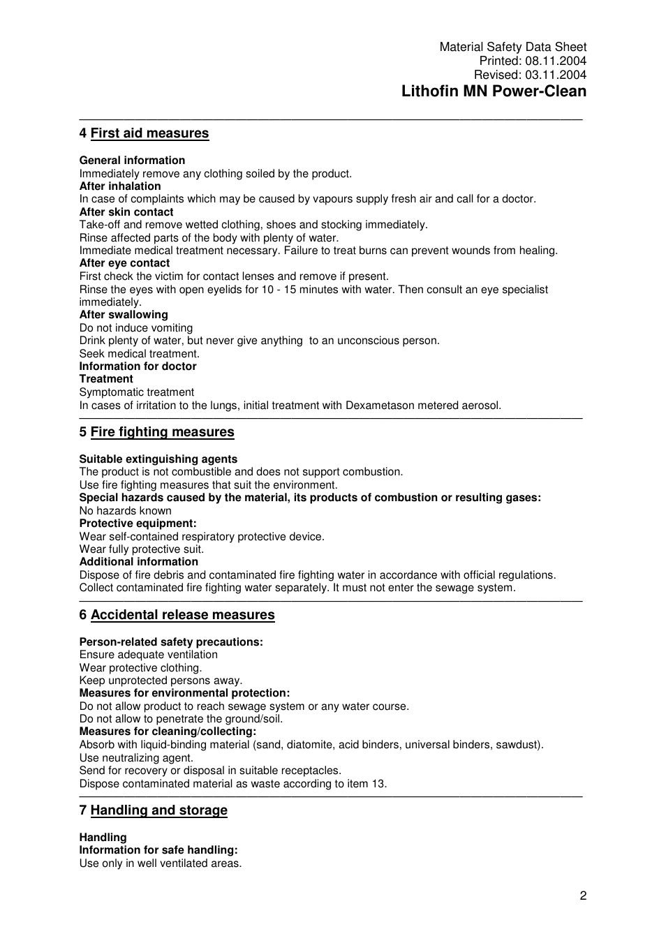 Lithofin mn power-clean | Pro-Link Lithofin MN Power-Clean 120069 User Manual | Page 2 / 6