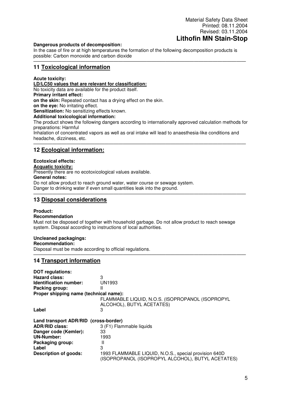 Lithofin mn stain-stop | Pro-Link Lithofin MN Stain-Stop 120043 User Manual | Page 5 / 7
